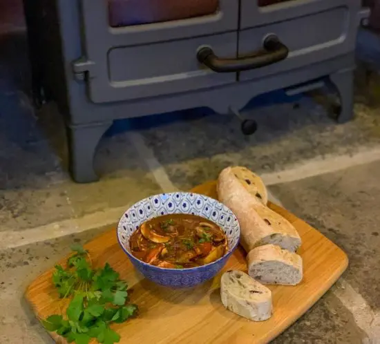 beef stew on the log burner charnwood island 1